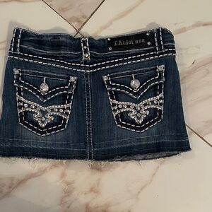 L.A. Idol Dark Blue Mini Skirt with White Stitching